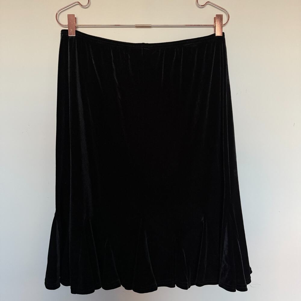 Dressbarn Women Skirt Large Black Midi Velvet Whimsigoth Grunge Fairy Old Money - Picture 5 of 5